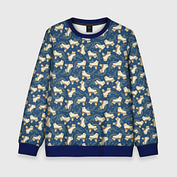 Детский свитшот Ретро ролики со смайлами на синем фоне