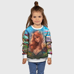 Свитшот детский Рыжая девушка лисица, цвет: 3D-белый — фото 2