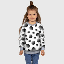 Свитшот детский Черные полосатые шары на белом, цвет: 3D-меланж — фото 2