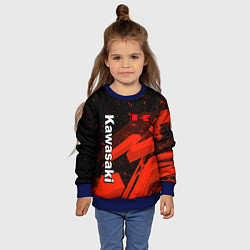 Свитшот детский Кавасаки - красные брызги, цвет: 3D-синий — фото 2