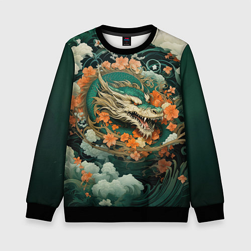 Детский свитшот Облачный дракон Irezumi / 3D-Черный – фото 1