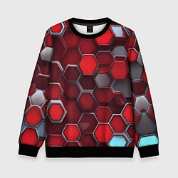 Свитшот детский Cyber hexagon red, цвет: 3D-черный