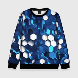 Свитшот детский Cyber hexagon Blue, цвет: 3D-черный