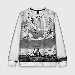 Свитшот детский Нападение ангелов - Евангелион, цвет: 3D-белый