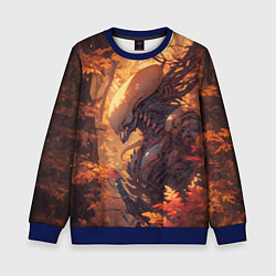 Свитшот детский Ксеноморф в осеннем лесу, цвет: 3D-синий