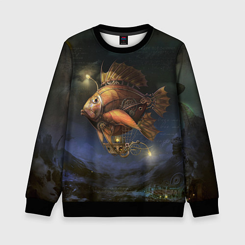 Детский свитшот Рыба-дирижабль в ночи / 3D-Черный – фото 1