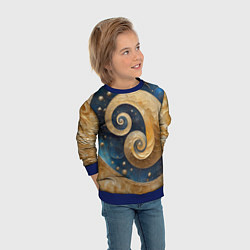 Свитшот детский Синий золотой декоративный орнамент, цвет: 3D-синий — фото 2