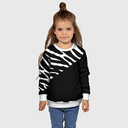 Свитшот детский Полосы зебры с черным, цвет: 3D-белый — фото 2