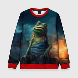 Свитшот детский Уставший Пепе, цвет: 3D-красный