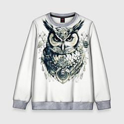Свитшот детский Красавица сова рисованная карандашом, цвет: 3D-меланж