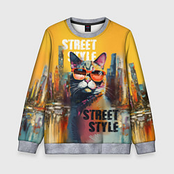 Свитшот детский Кот в городе - street style, цвет: 3D-меланж