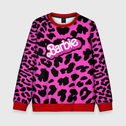 Свитшот детский Барби розовый леопардовый принт, цвет: 3D-красный