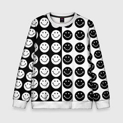 Свитшот детский Smiley black and white, цвет: 3D-белый