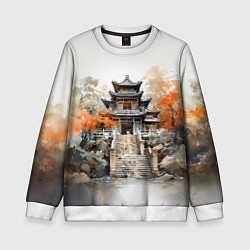 Свитшот детский Японское поместье, цвет: 3D-белый