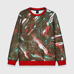 Свитшот детский Космические кибер схемы Красные, цвет: 3D-красный