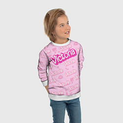 Свитшот детский Виктория - паттерн Барби розовый, цвет: 3D-белый — фото 2