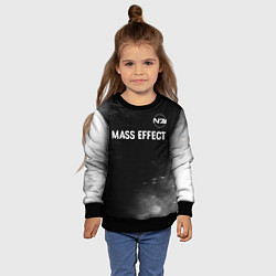 Свитшот детский Mass Effect glitch на темном фоне: символ сверху, цвет: 3D-черный — фото 2