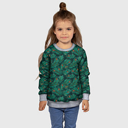Свитшот детский Еловые ветки паттерн, цвет: 3D-меланж — фото 2