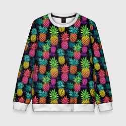 Детский свитшот Разноцветные ананасы паттерн