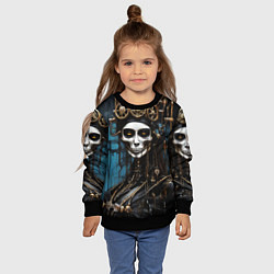 Свитшот детский Девушка киборг в стиле стимпанк и киберпанк, цвет: 3D-черный — фото 2