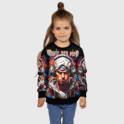 Свитшот детский Граффити парень в наушниках music non stop, цвет: 3D-черный — фото 2