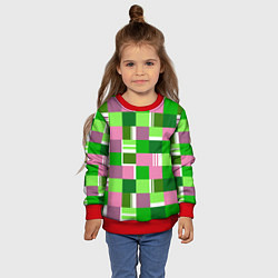 Свитшот детский Ретро квадраты ванильные, цвет: 3D-красный — фото 2