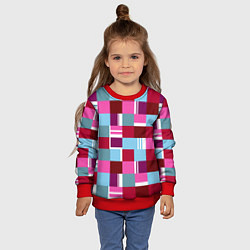 Свитшот детский Ретро квадраты вишнёвые, цвет: 3D-красный — фото 2