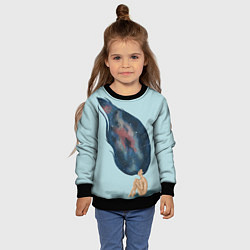 Свитшот детский Девушка космос в волосах, цвет: 3D-черный — фото 2
