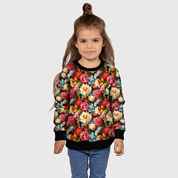Свитшот детский Узор из роз и разных цветов, цвет: 3D-черный — фото 2