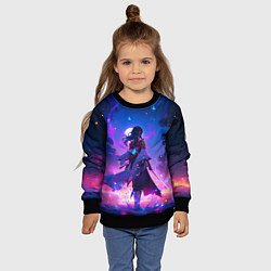 Свитшот детский Шогун Райден - Геншин Импакт, цвет: 3D-черный — фото 2
