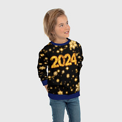 Свитшот детский Новый 2024 год - золотые снежинки, цвет: 3D-синий — фото 2