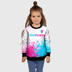 Свитшот детский Suzuki neon gradient style: символ сверху, цвет: 3D-черный — фото 2