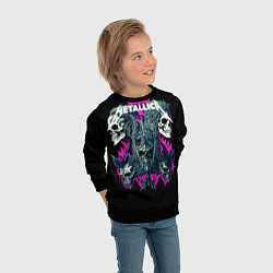 Свитшот детский Металлика на фоне черепов рокеров, цвет: 3D-черный — фото 2