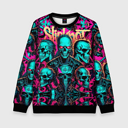 Свитшот детский Slipknot на фоне рок черепов, цвет: 3D-черный