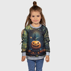 Свитшот детский Праздничная хэллоуинская тыква, цвет: 3D-меланж — фото 2
