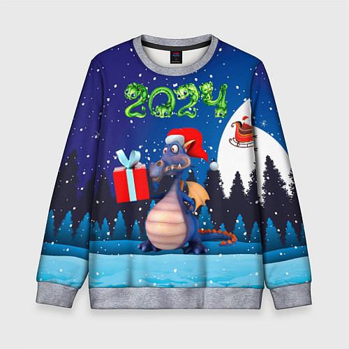 Детский свитшот Cиний дракон / 3D-Меланж – фото 1