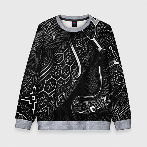 Детский свитшот Чёрно-белая орнамент / 3D-Меланж – фото 1