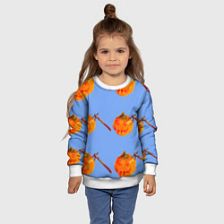 Свитшот детский Тыква с топором-Хэллоуин, цвет: 3D-белый — фото 2