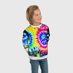 Свитшот детский Colorful floral composition - tie-dye, цвет: 3D-белый — фото 2