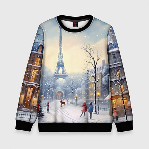 Детский свитшот Новогодний Париж / 3D-Черный – фото 1