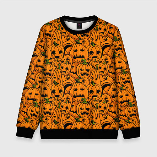 Детский свитшот Страшные тыквы / 3D-Черный – фото 1