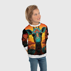 Свитшот детский Жираф в стиле фолк-арт, цвет: 3D-белый — фото 2