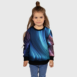 Свитшот детский Трехмерные волны, цвет: 3D-черный — фото 2