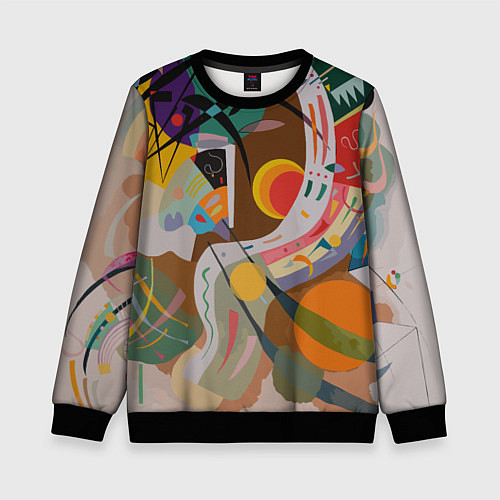 Детский свитшот Искусство Кандинского - Доминирующая кривая / 3D-Черный – фото 1