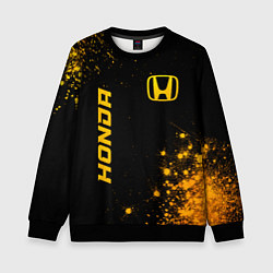Свитшот детский Honda - gold gradient: надпись, символ, цвет: 3D-черный
