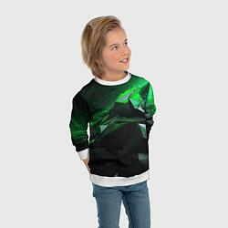 Свитшот детский Green abstract geometry, цвет: 3D-белый — фото 2