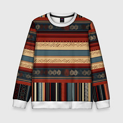 Свитшот детский Этнический принт в полоску, цвет: 3D-белый