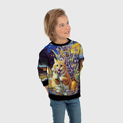 Свитшот детский Толстый рыжий кот Ван Гога, цвет: 3D-черный — фото 2