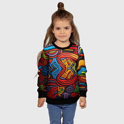Свитшот детский Разноцветный узор в стиле абстракционизм, цвет: 3D-черный — фото 2