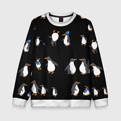 Свитшот детский Веселая семья пингвинов, цвет: 3D-белый